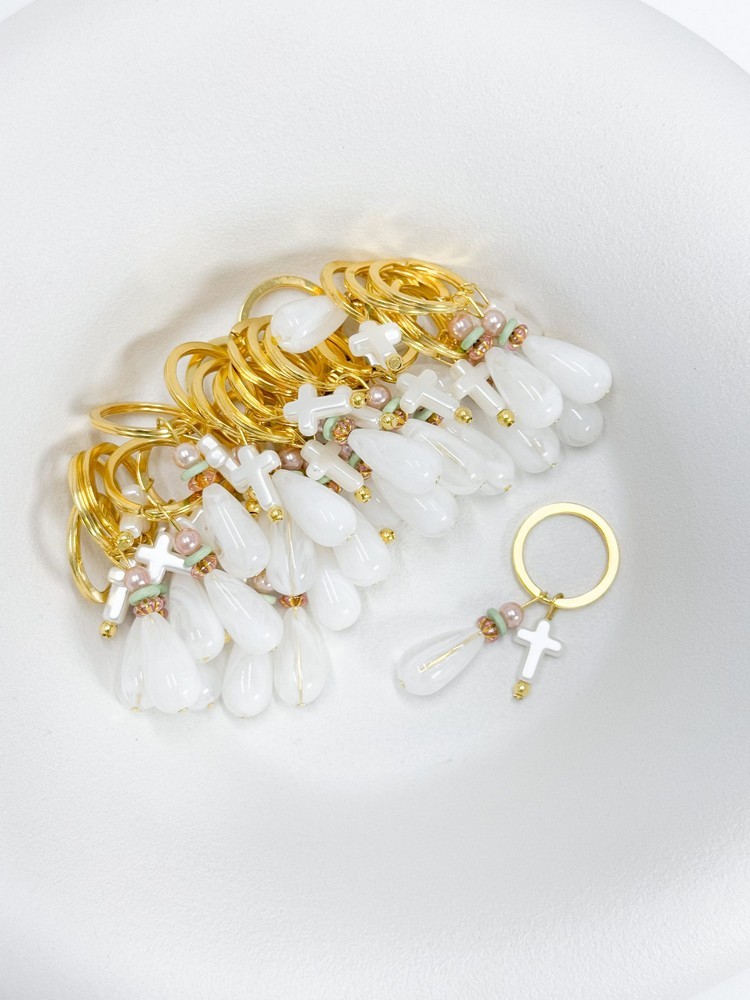 Μαρτυρικό μπρελόκ με περλε σταυρό, χάντρες και πέρλα R47 (50τμχ)