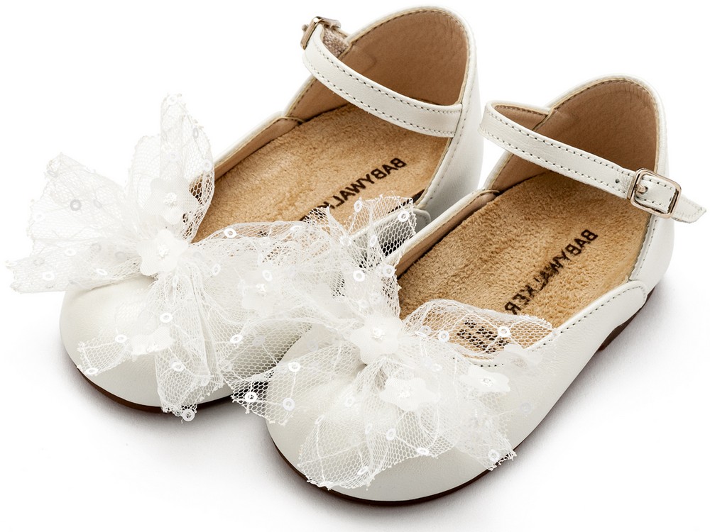 Γαλλικό Γοβάκι με Τούλινο Φιόγκο BW4853 Εκρού