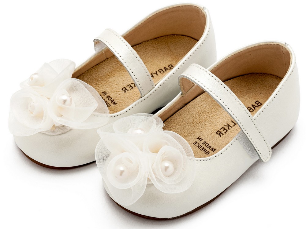 Γοβάκι Μονή Μπαρέτα Χρατς με Διακοσμητικό Οργάντζας και Πέρλες BW4858 Εκρού