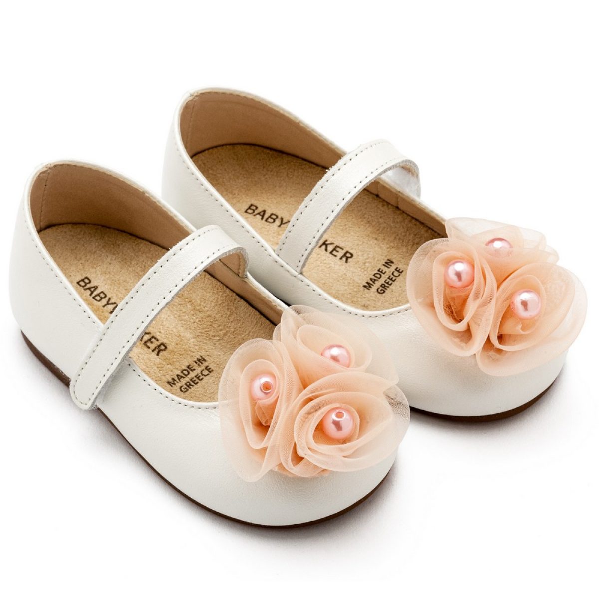 Γοβάκι Μονή Μπαρέτα Χρατς με Διακοσμητικό Οργάντζας και Πέρλες BW4858 Εκρού Ροζ - Image 2