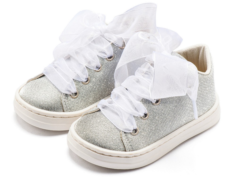 Sneaker απο Ύφασμα και Δέσιμο Κορδέλα BW4864 Ασημί