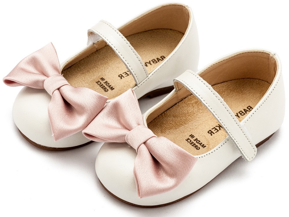 Γοβάκι Μονή Μπαρέτα Χρατς με Φιογκάκι BW4865 Εκρού Ροζ