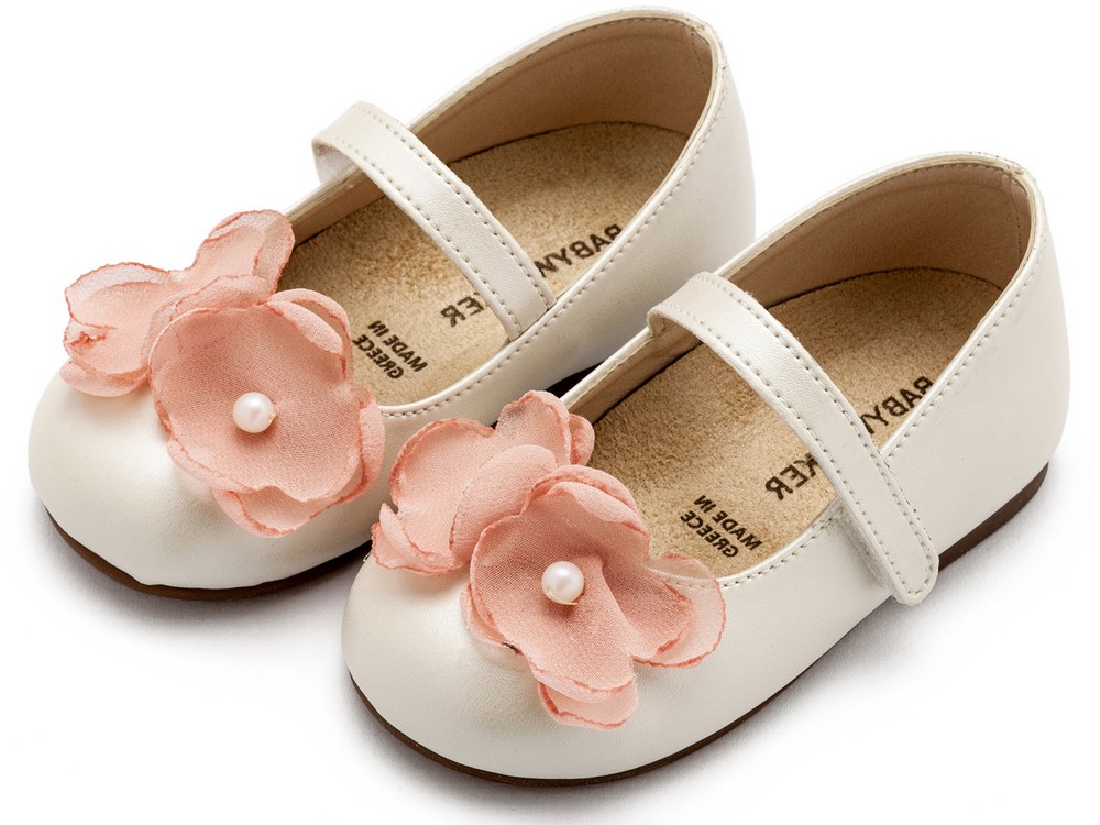 Γοβάκι Μονή Μπαρέτα Χρατς με Λουλούδια Οργάντζας και Πέρλα BW4868 Εκρού Ροζ