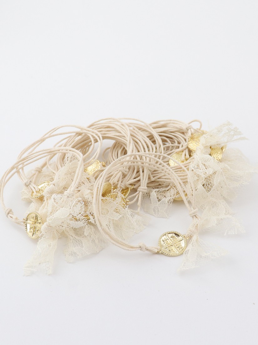 Μαρτυρικό βραχιόλι με κωνσταντινάτο εκρού (50τμχ) E623.06