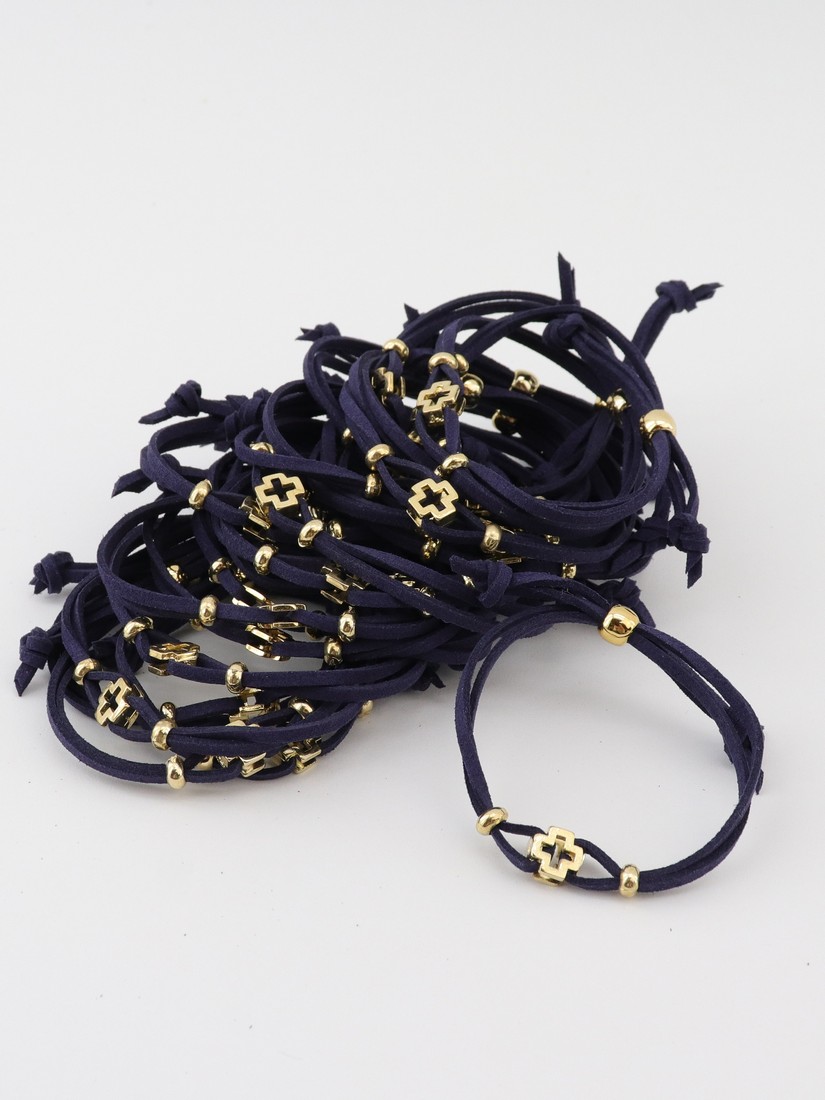 Μαρτυρικό βραχιόλι δερματάκι μπλε (50τμχ) E943.02