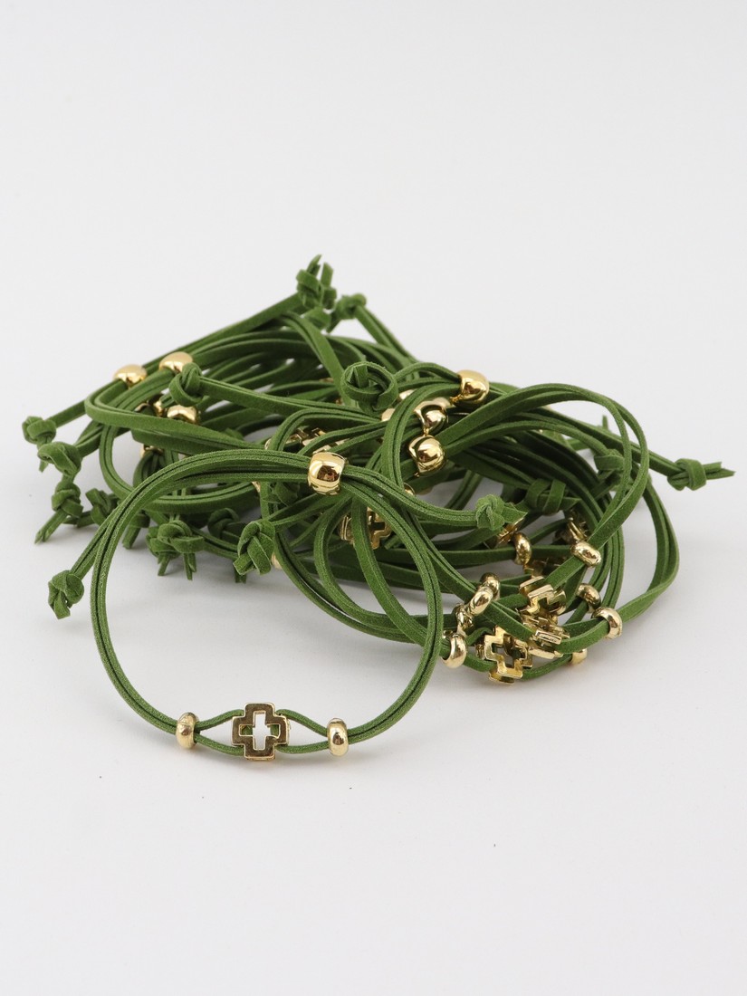 Μαρτυρικό βραχιόλι δερματάκι λαδί (50τμχ) E943.04