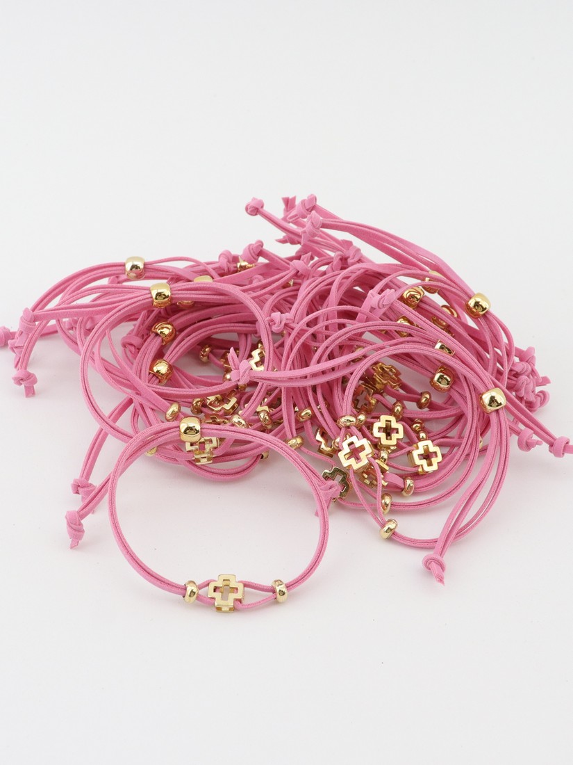 Μαρτυρικό βραχιόλι δερματάκι ροζ (50τμχ) E943.07