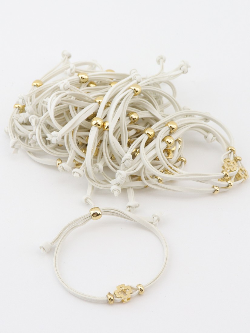 Μαρτυρικό βραχιόλι δερματάκι λευκό (50τμχ) E943.08