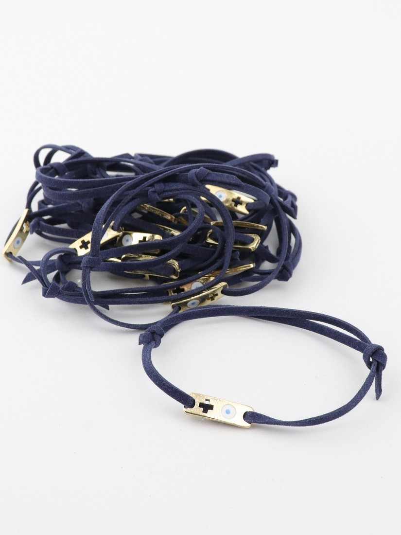 Μαρτυρικό βραχιόλι δερματάκι μπλε (50τμχ) E944.02