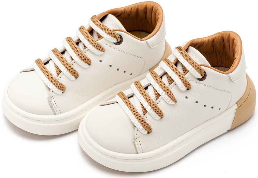 Δετό Sneaker με Δίχρωμο Κορδόνι EXC5294 Λευκό Μπεζ