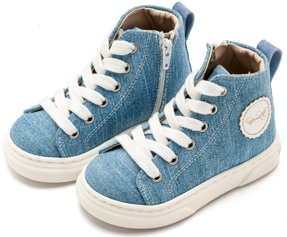 Δετό Μποτάκι Sneaker με Φερμουάρ στο Πλάι EXC5301 Σιέλ