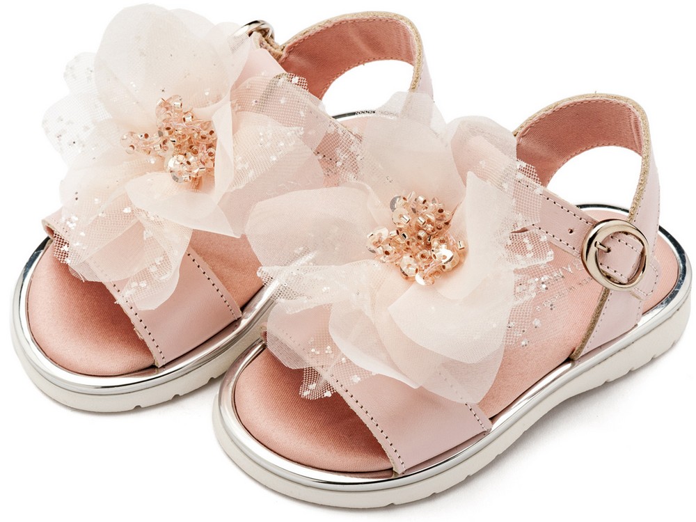 Πέδιλο με Χειροποίητο Λουλούδι απο Τούλι EXC5877 Ροζ