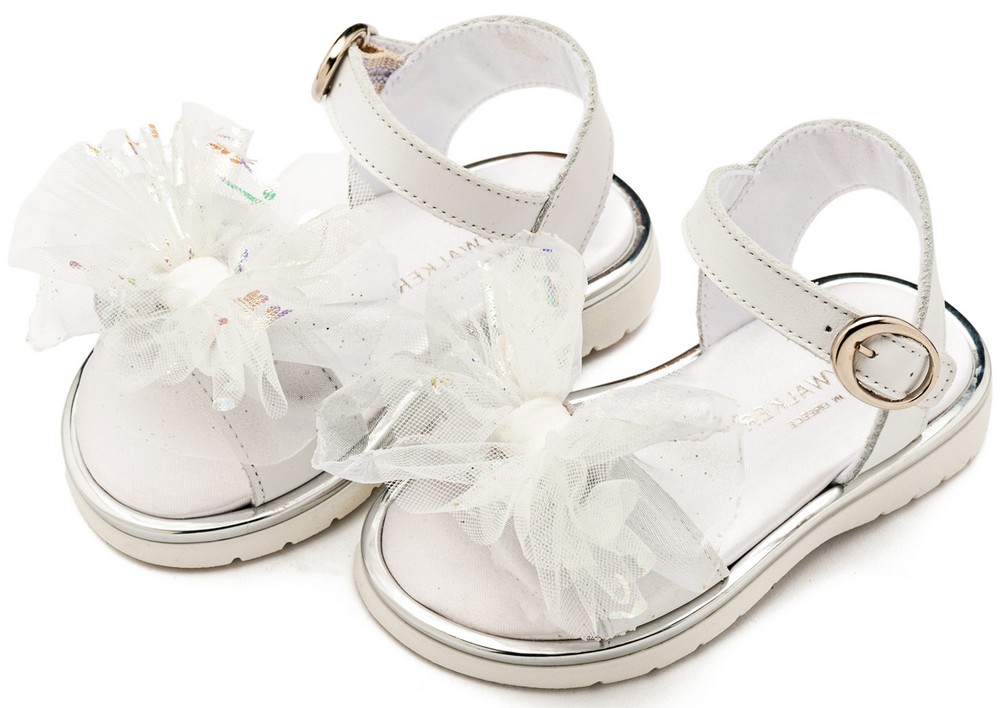 Πέδιλο με Χειροποίητο Υφασμάτινο Φιόγκο EXC5879 Λευκό