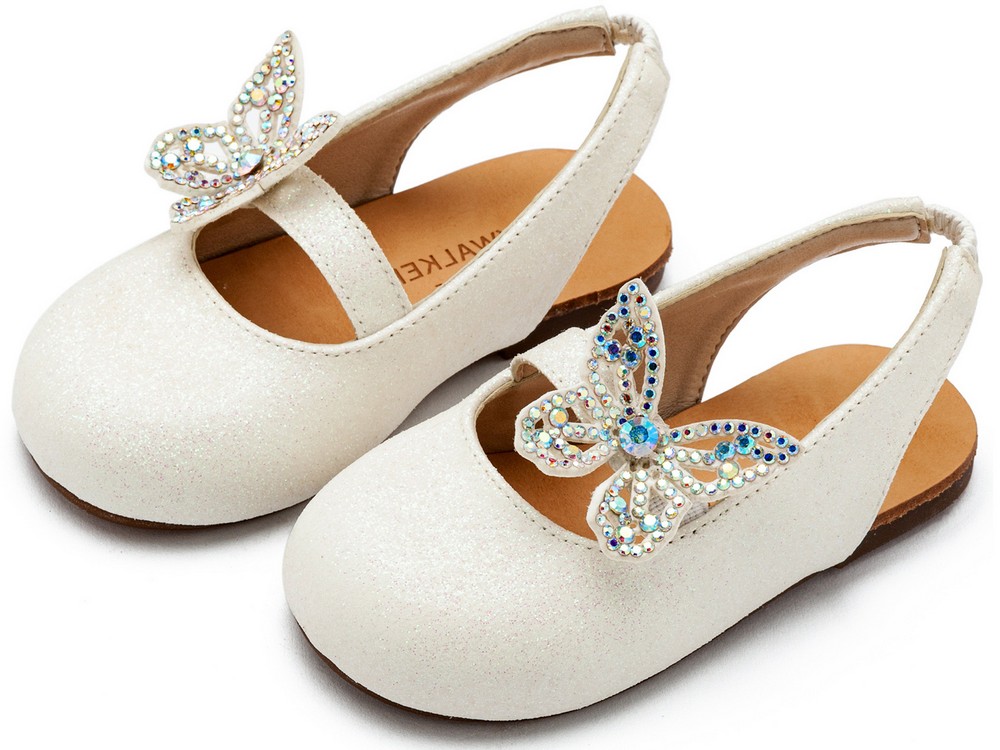 Γαλλικό Σαμπό Διακοσμημένο με Στρασένια Πεταλούδα στο Πλάι EXC5881 Λευκό