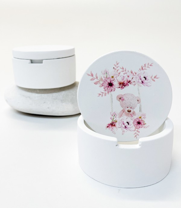 Τέντυ σε κούνια ροζ mpuv-07