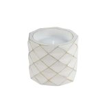 Γεωμετρικό Βαζάκι Λευκό με Κερί και Χρυσές Λεπτομέρειες 24021Α