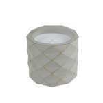 Γεωμετρικό Βαζάκι Γκρι με Κερί και Χρυσές Λεπτομέρειες 24021Β