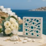 Διακοσμητικό Καδράκι με Μοτίβα Ματιών σε Λευκό και Γαλάζιο 24015 - Image 2