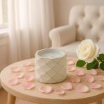 Γεωμετρικό Βαζάκι Λευκό με Κερί και Χρυσές Λεπτομέρειες 24021Α - Image 2